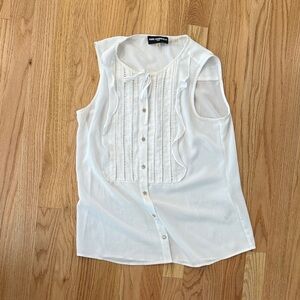 Zara Ivory Sleeveless Blouse with Ruffle Detail